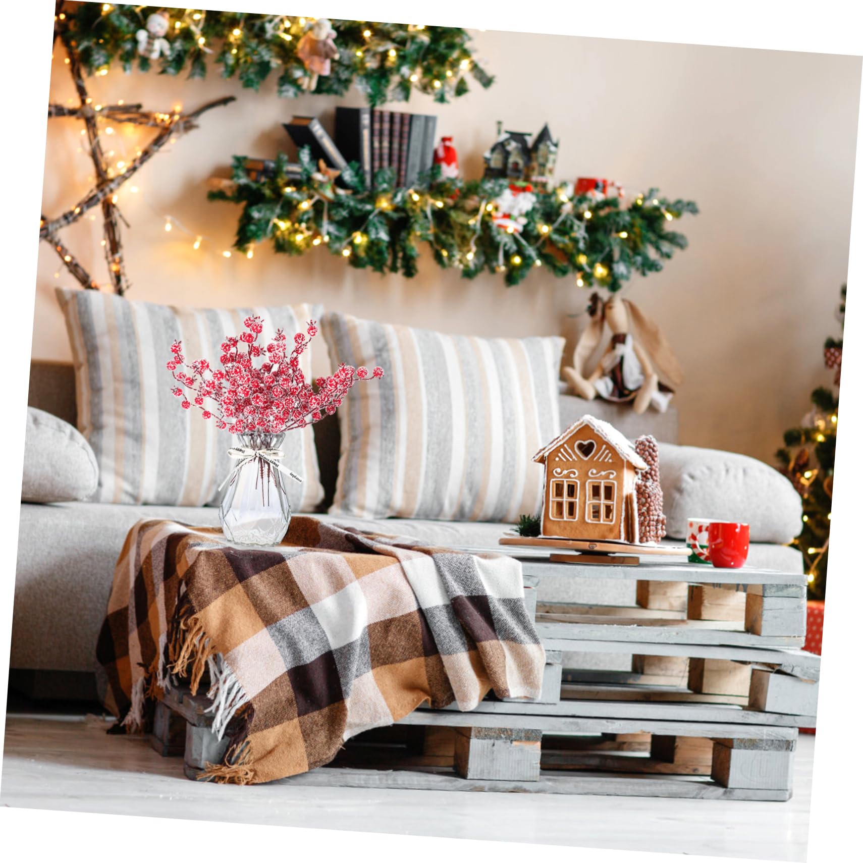 Garneck 50 Pezzi Decorazione Albero Di Natale Frutta Rossa Festa Bacche Di Natale Artificiali Bacche Rosse Di Natale Bacche Di Agrifoglio Bacche Artificiali Picks Decorazione Da Sera Para