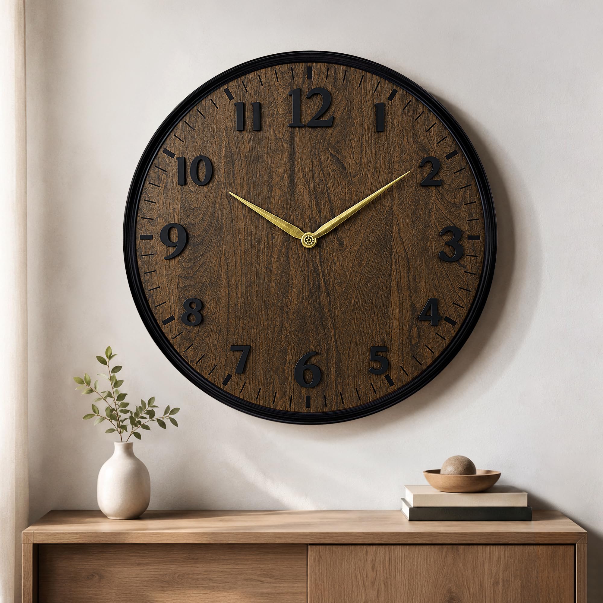 Maxstar Retro Wall Clock 40cm Non-Ticking Battery Operated Vintage Clock