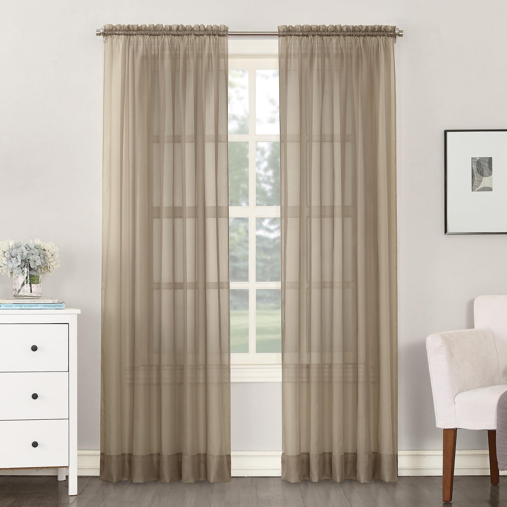 No. 918 Emily 59 by 63-Inch Sheer Voile Curtain Panel, Taupe