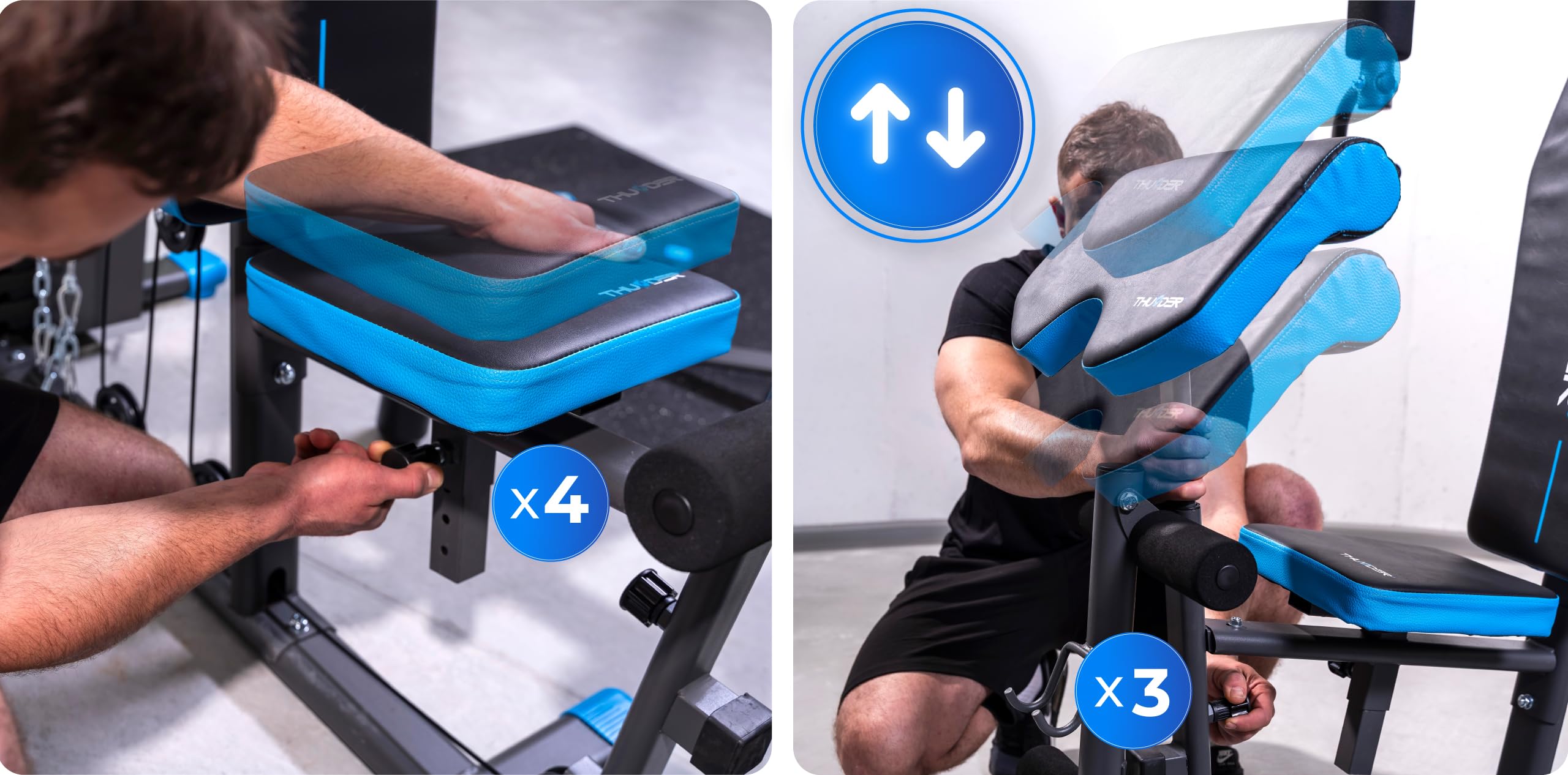 THUNDER Multifunktionale Kraftstation Home Gym Fitnessstation mit Kabelzug & Muskelaufbau Training
