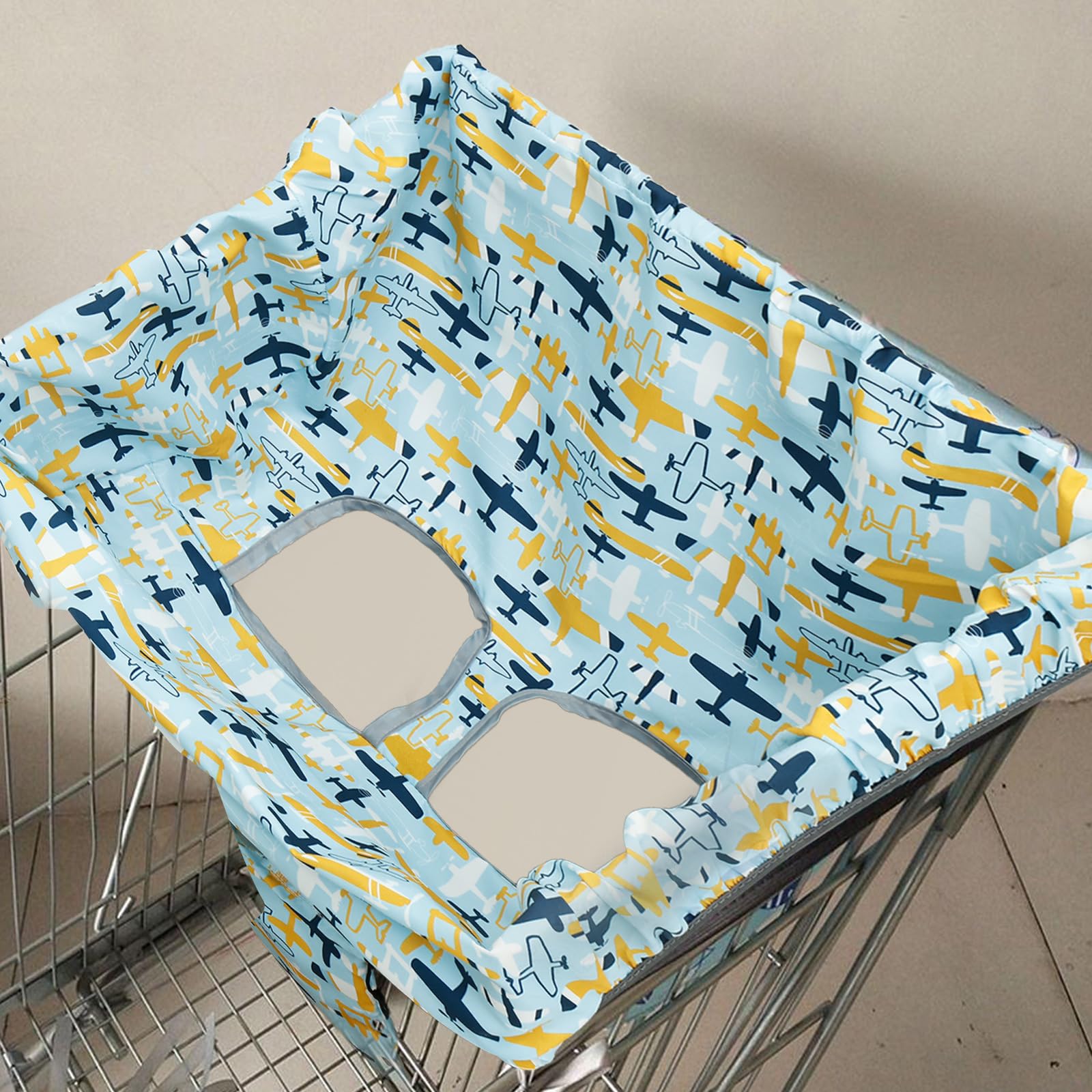 KTCINA Baby Shopping Cart Cover with Carry Bag, 2-in-1 Breathable High Chair Cover for Babies, Kids & Toddlers, Portable Grocery Cart Protector for Shopping Trolley Resturant Use(Style2)
