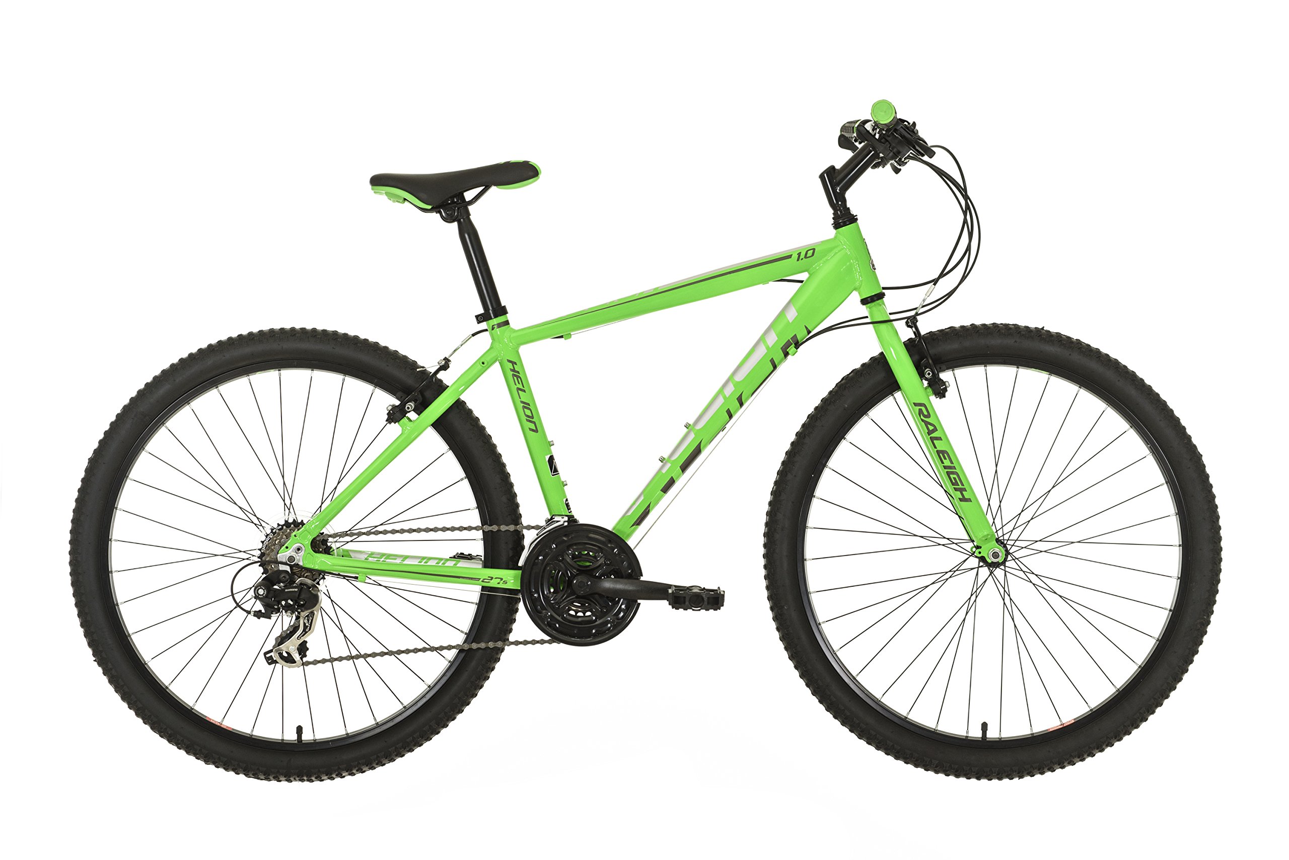 Raleigh Men Helion 1 18 Speed Off Road Hardtail Mechanical Rim Brakes - Green, 20-Inch