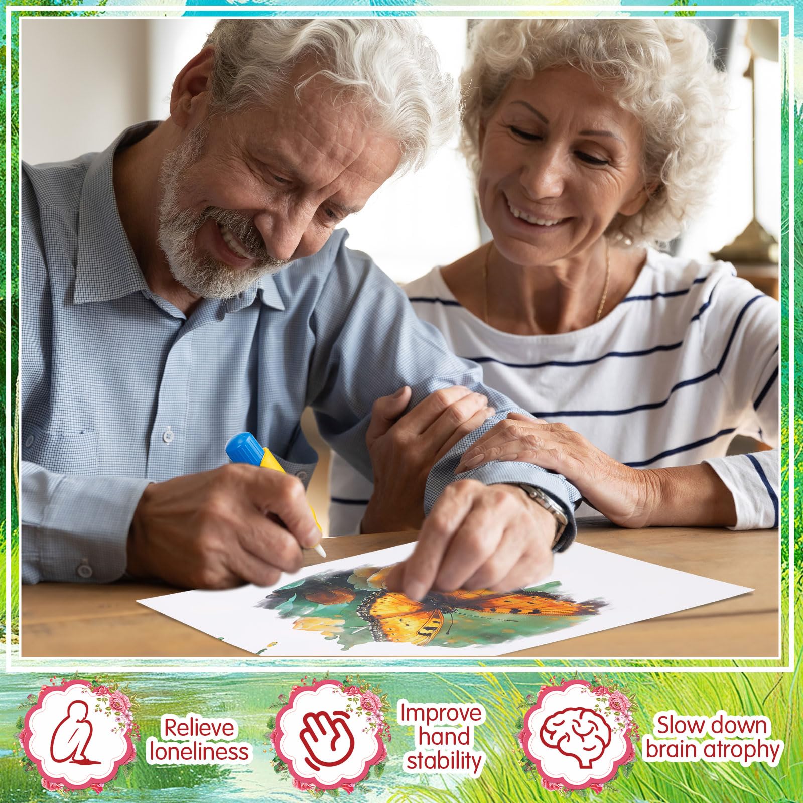 24 piezas de productos para la demencia para personas mayores con Alzheimer, actividades para adultos mayores, juguetes reutilizables de pintura al agua con 1 pincel de pintura, garabatos de