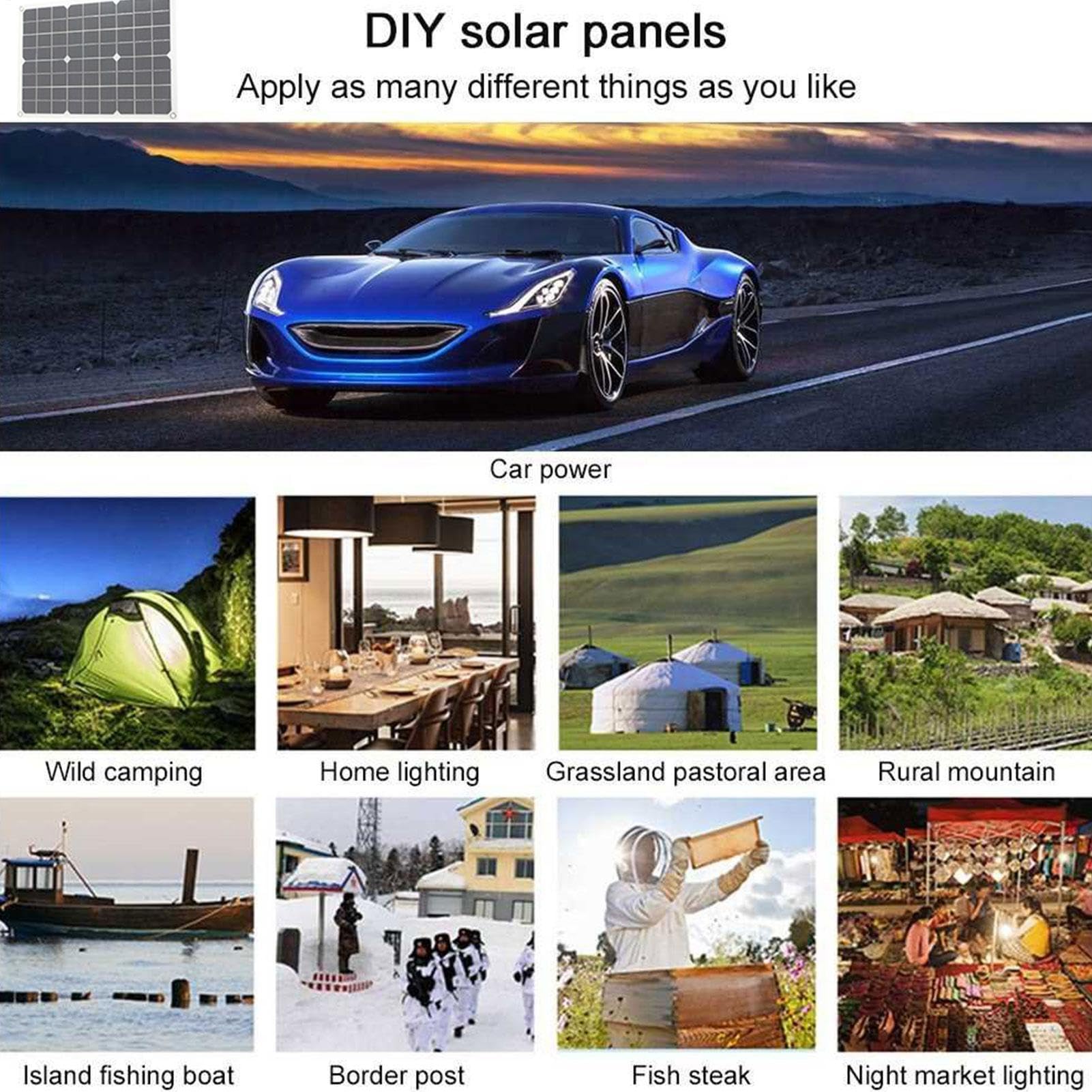 Kit de sistema de energía solar – Juego de regulador de carga solar de 30 A con cargador de inversor de 500 W y conectores USB, panel solar compacto sistema de control de energía para aplicaciones