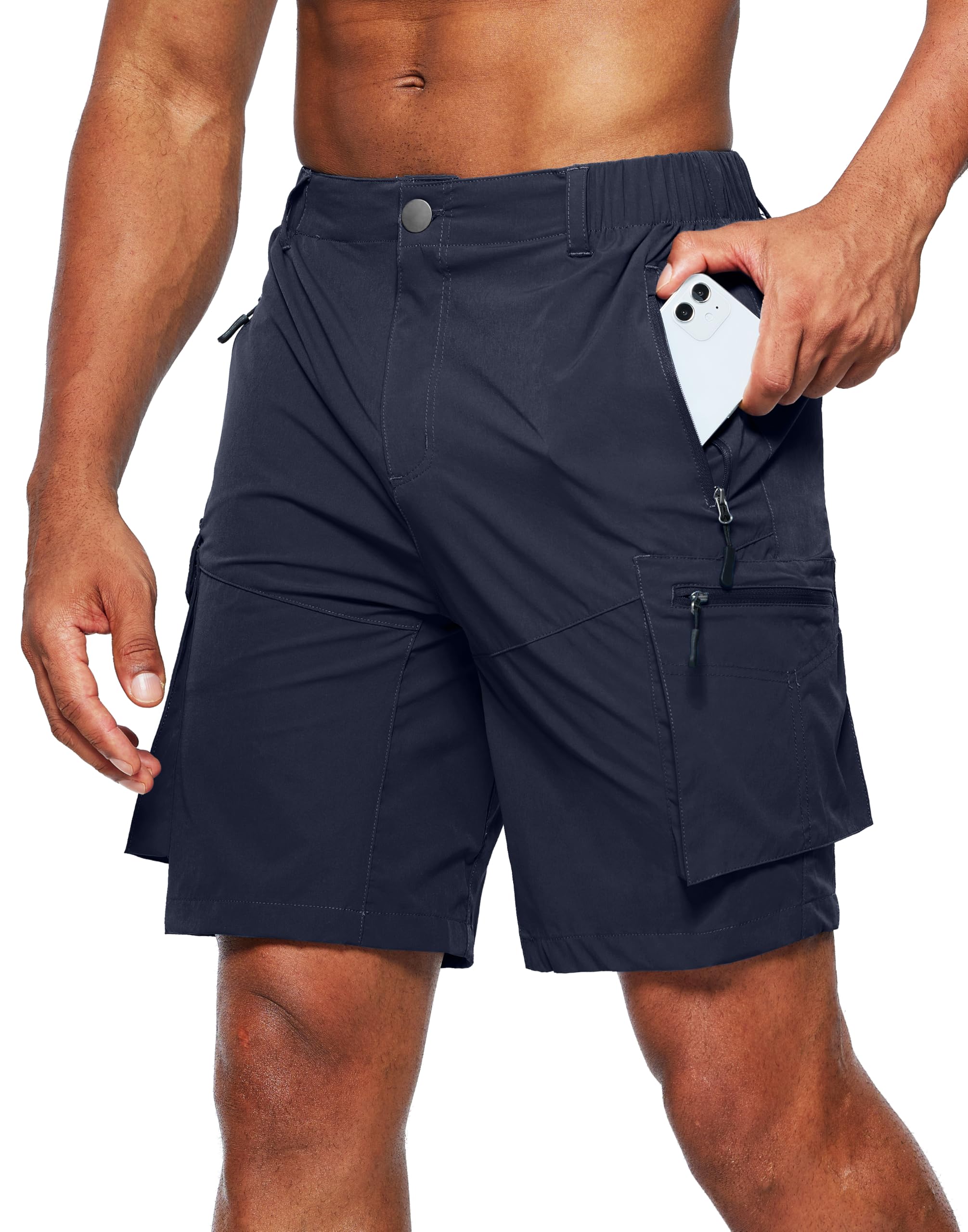 Pudolla Men's Hiking Cargo Shorts Quick Dry Outdoor Travel Shorts for Men with Multi Pocket for Fishing Camping Casual