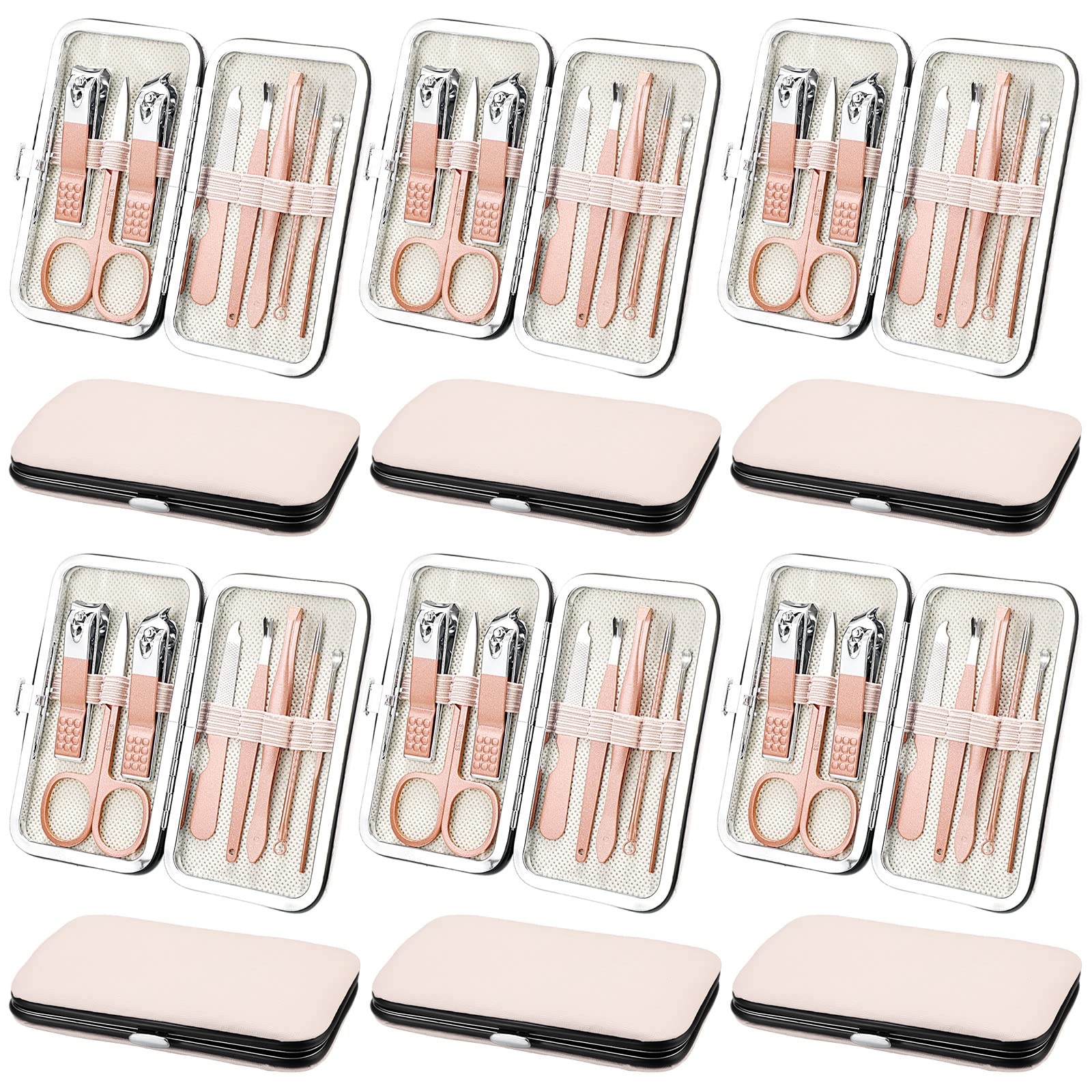 Geosar Juego de 12 juegos de manicura, cortaúñas de Navidad, kit de pedicura 8 en 1, kit de aseo profesional de acero inoxidable, herramientas de cuidado de uñas con estuche de viaje para hombres y