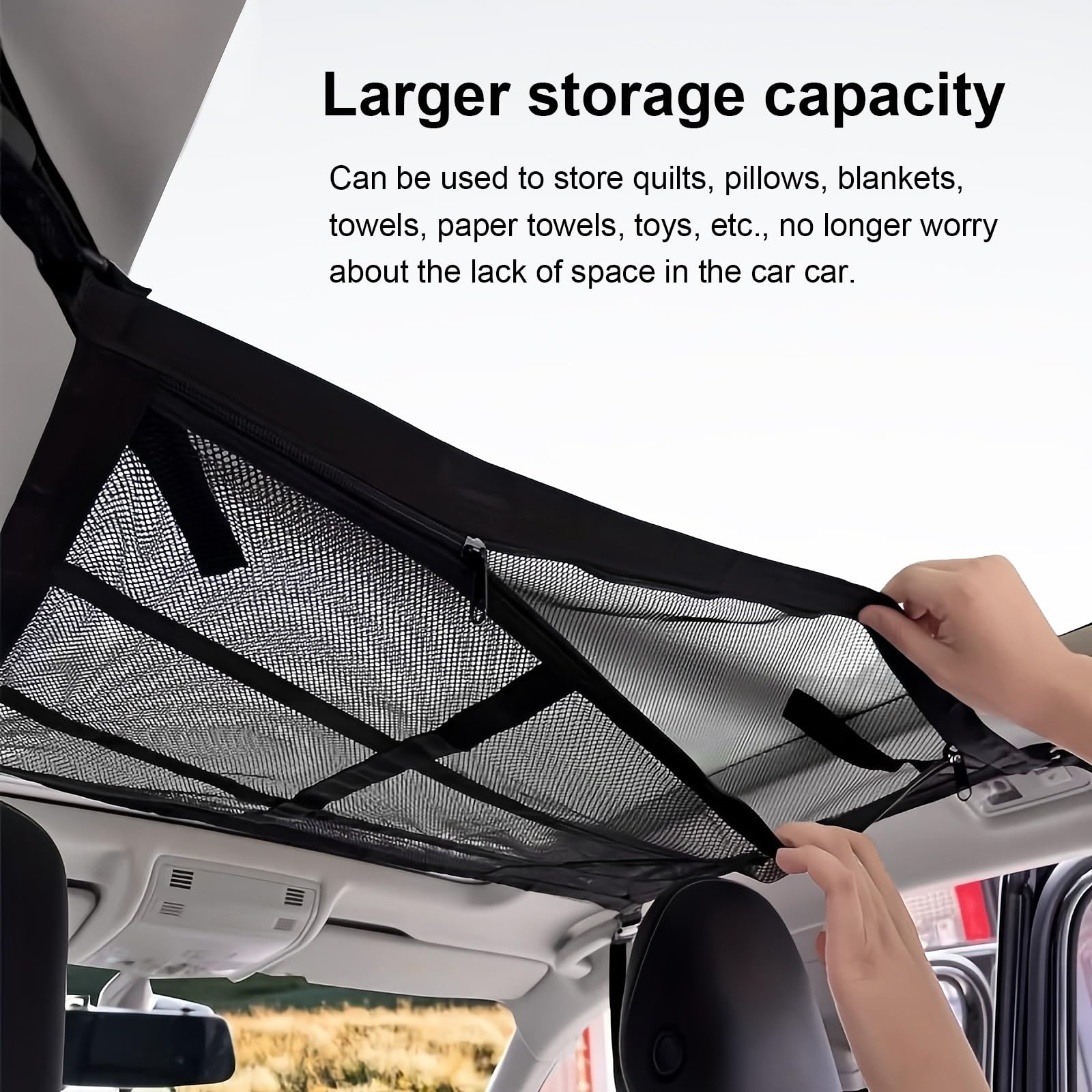 Filet Rangement Voiture, 90cmx65cm Voiture Filet Pour Toit De Voiture, Universel Maille Sac Pour