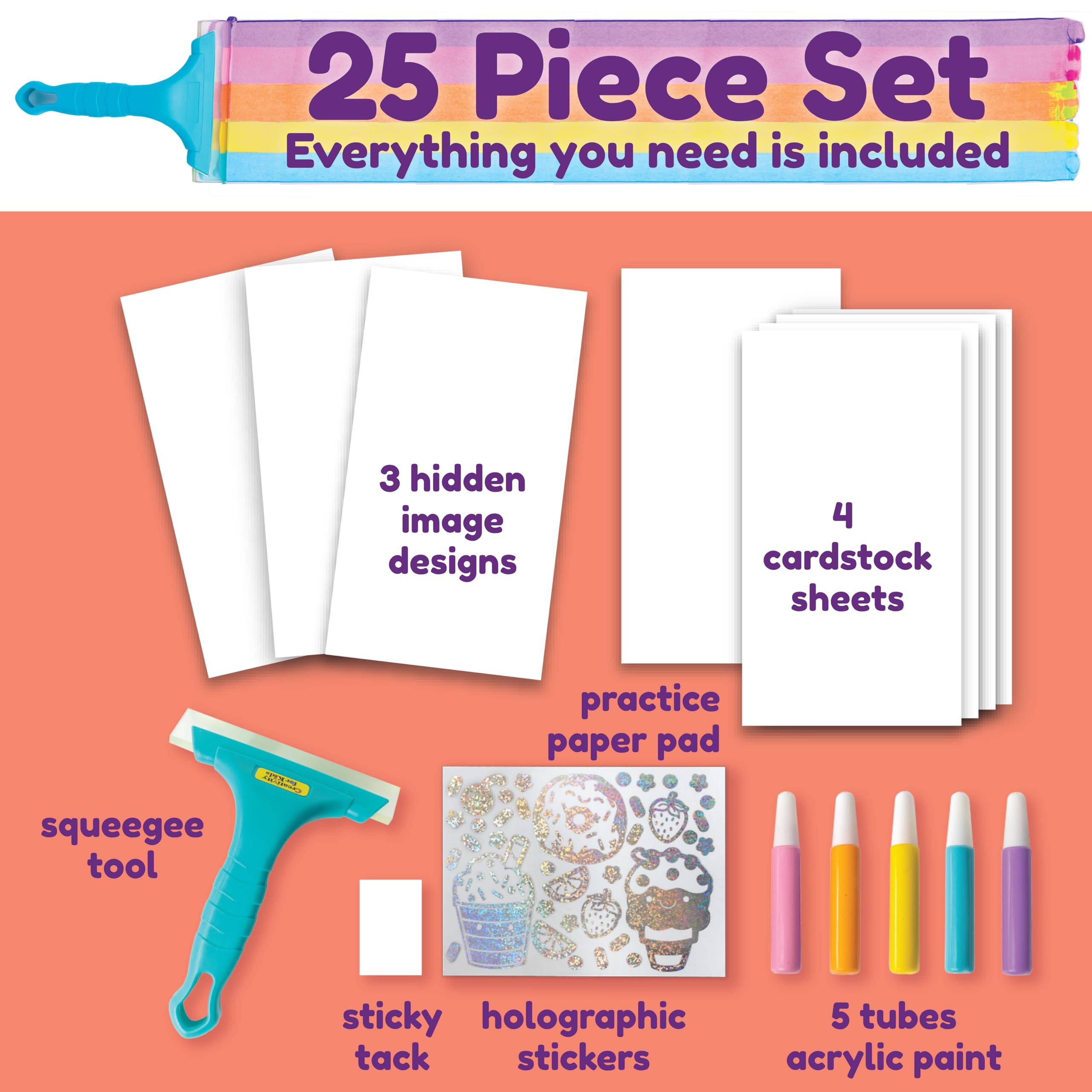 Creativity for Kids Squeegeez Magic Reveal Art Kit: Kawaii - Arts and Crafts for Kids, Gifts for Girls and Boys (Ages 7+)
