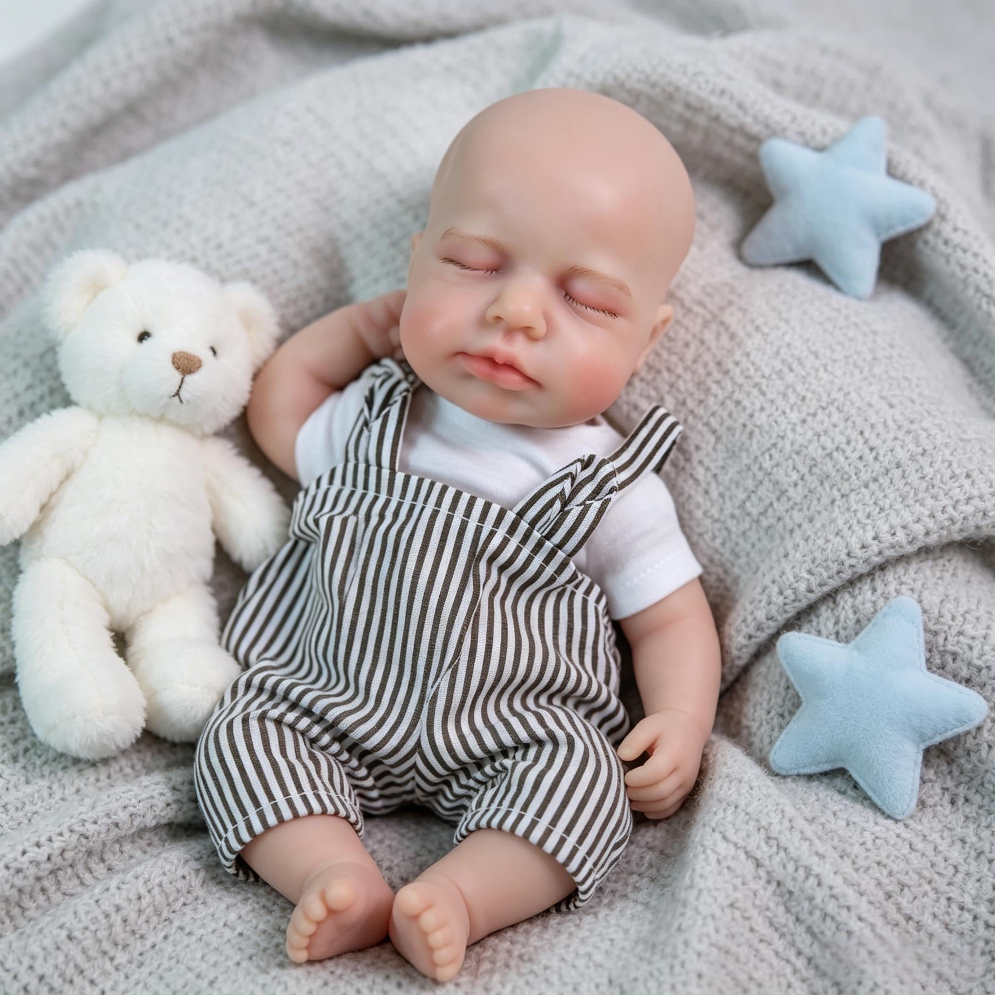 RXDOLL Reborn Baby Dolls 30 cm, silikonowe, pełne ciało, realistyczne lalki, prawdziwe życie, miękki silikon, nie winylowy, chłopiec, z zestawem ubrań dla dzieci w wieku 3+ i kolekcjonerów