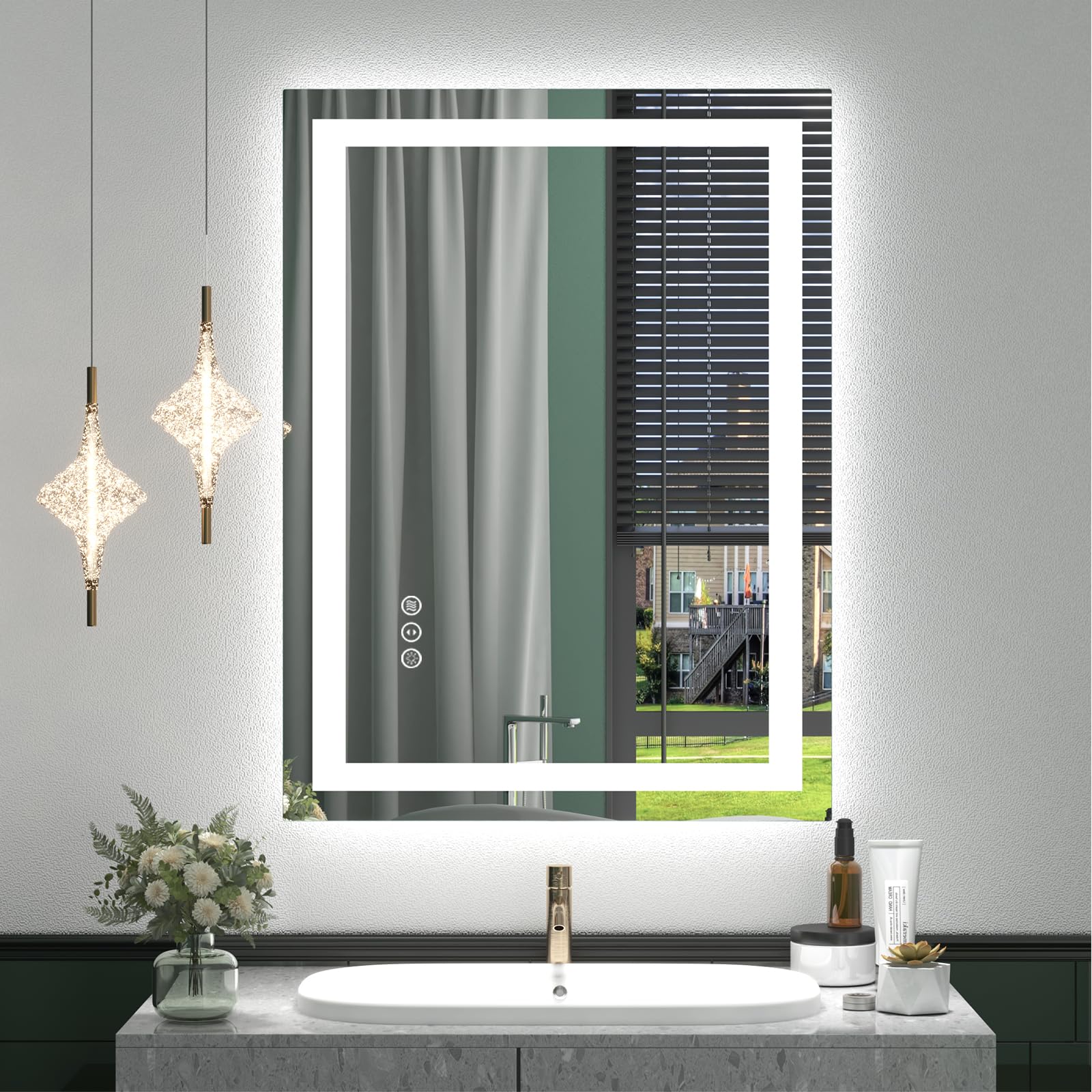 32 x 24 specchio da bagno RGB luce e retroilluminato, LED specchio da