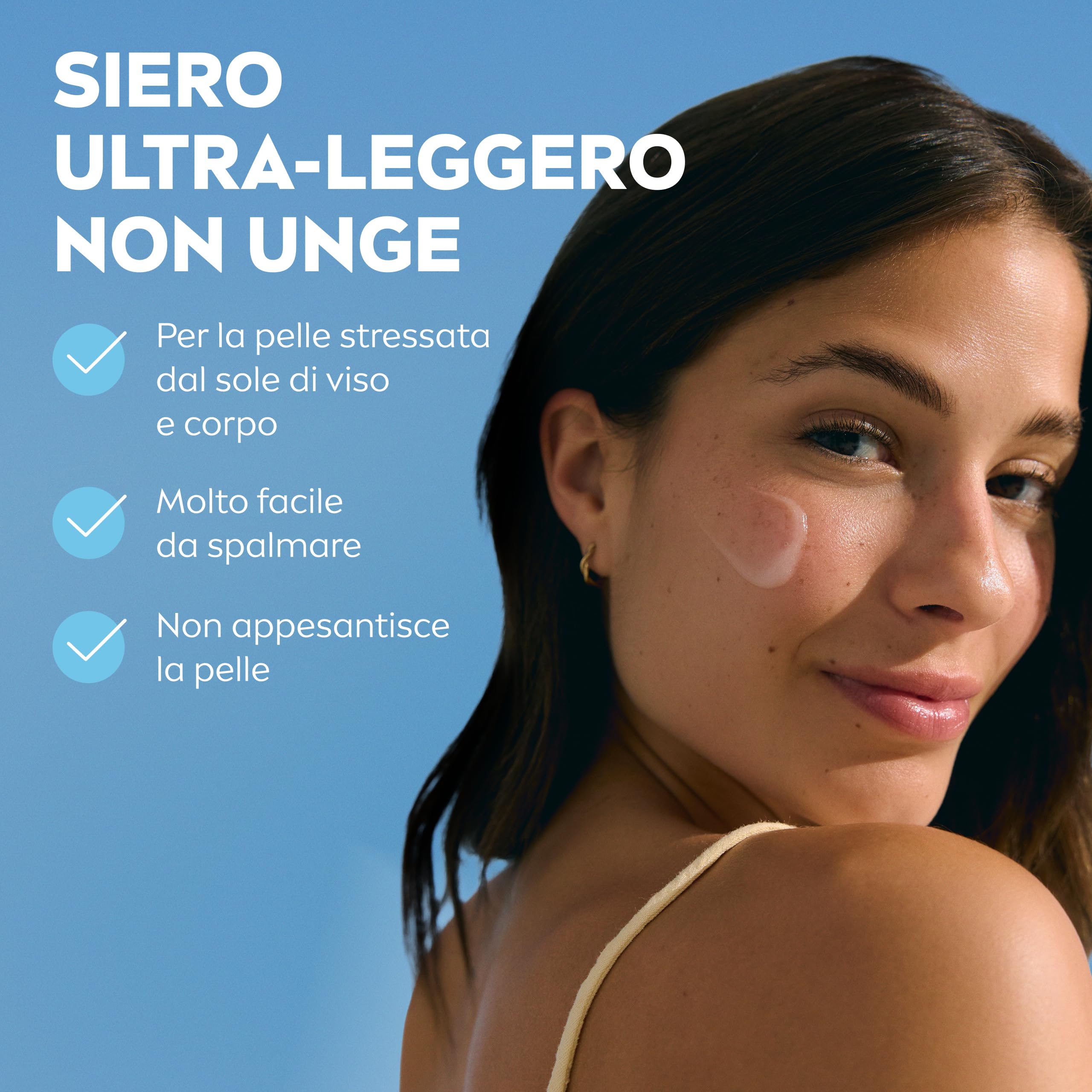 NIVEA SUN Siero Doposole 100 ml, Siero dopo sole idratante e rigenerante per viso e corpo, Aftersun con Aloe Vera Bio, Vitamina E e Acido Ialuronico, Assorbimento rapido, Senza profumo