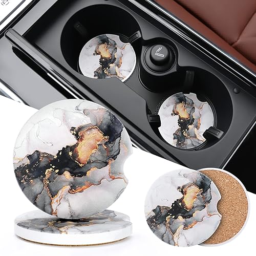 Posavasos para automóvil, 2 unidades, posavasos de cerámica de 2.56 pulgadas para portavasos de automóvil, posavasos absorbentes con parte trasera