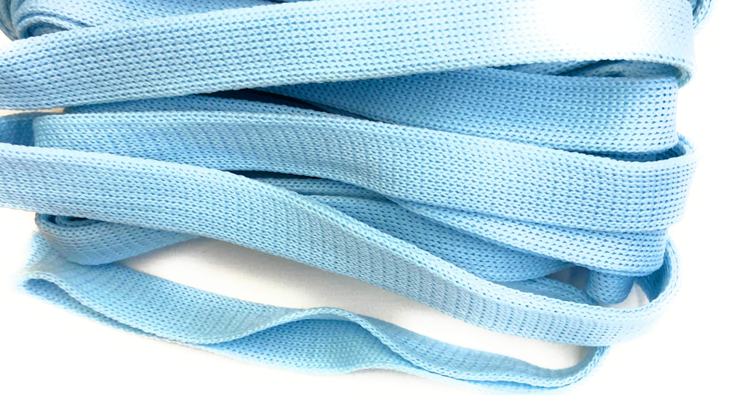 Light Blue FOLD Over -Knit- Knit Braid Polyester Ribbon Trim 5 Yds Foldover
