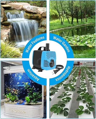 Miniatura 6 de AquaMiracle Bombas de agua para acuario de 1000 GPH (3800LH, 55 W), bomba de agua sumergible con control de flujo para pecera, fuente, cascada,