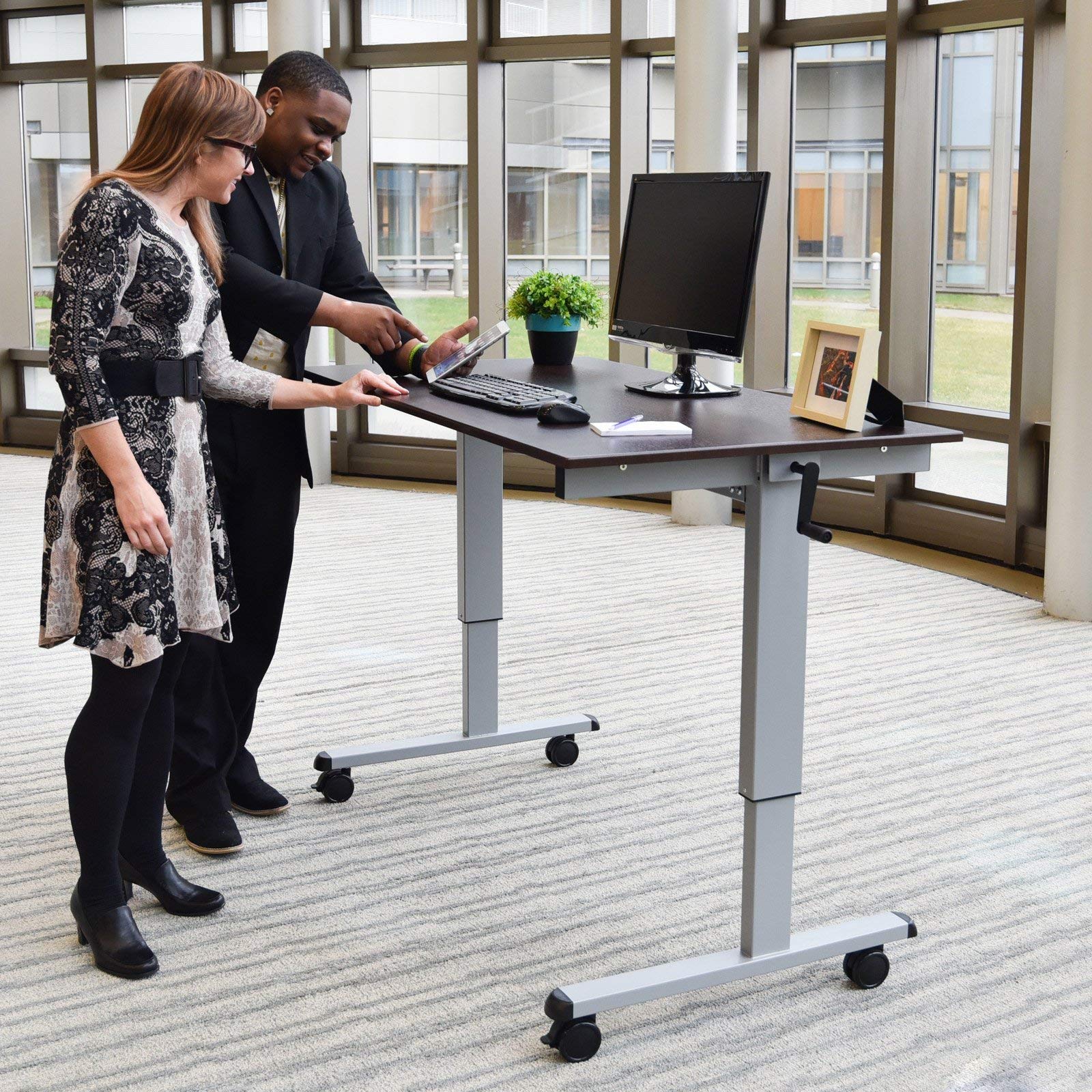 Luxor STANDUPCF60DW 60 Inch Crank Adjustable Standing Desk sites