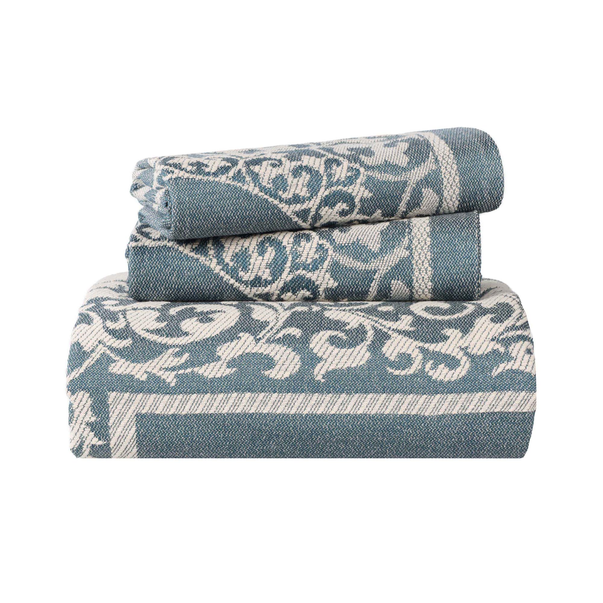 Superior Bedspread, Cotton, Lyr Cerulean Blue, King