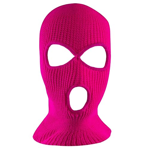 Super Z Outlet Knit Sew Acrylic Outdoor Full Face Cover Thermal Ski Mask One Size Fits Most (Black) - One Size - Hot Pink