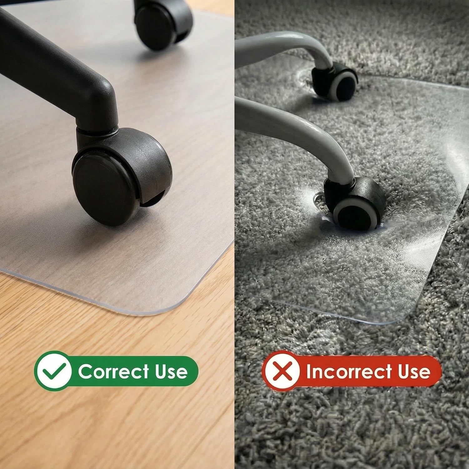 Chair Mat for Hard Floors, 36x47 inches - Transparent Chair Mats for with Lip, Smooth Rolling Glide Under Desk, Plastic Hard Floor Protection Mat for Hardwood/Tile Floor (Clear)