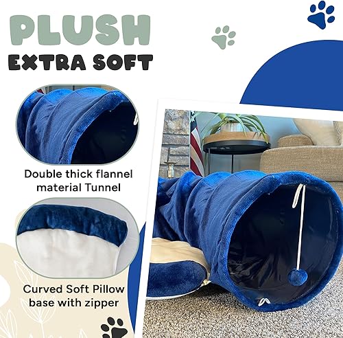 Miniatura 6 de Juego de túnel y cama de juguete para gatos con cama de felpa extraíble para uso en interiores perfecto para gatos, perros y hurones juguetes para