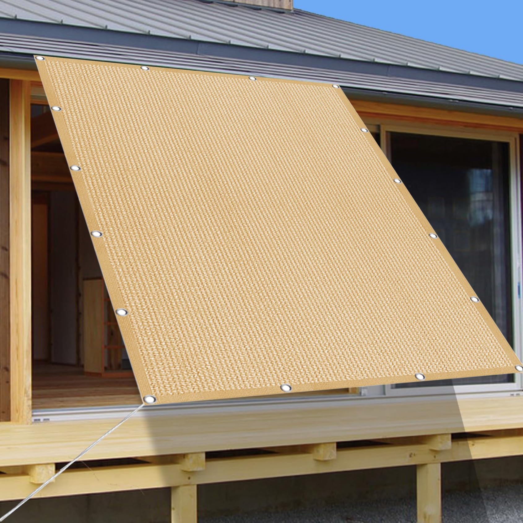 Vela de sombra solar para patio y jardín exterior lona rectangular de 80x180 cm color arena