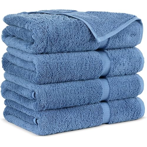 Towel Bazaar Premium Cotton Super Soft and Absorbent Turkish Towels (4-Piece Bath Towels, Wedgewood)