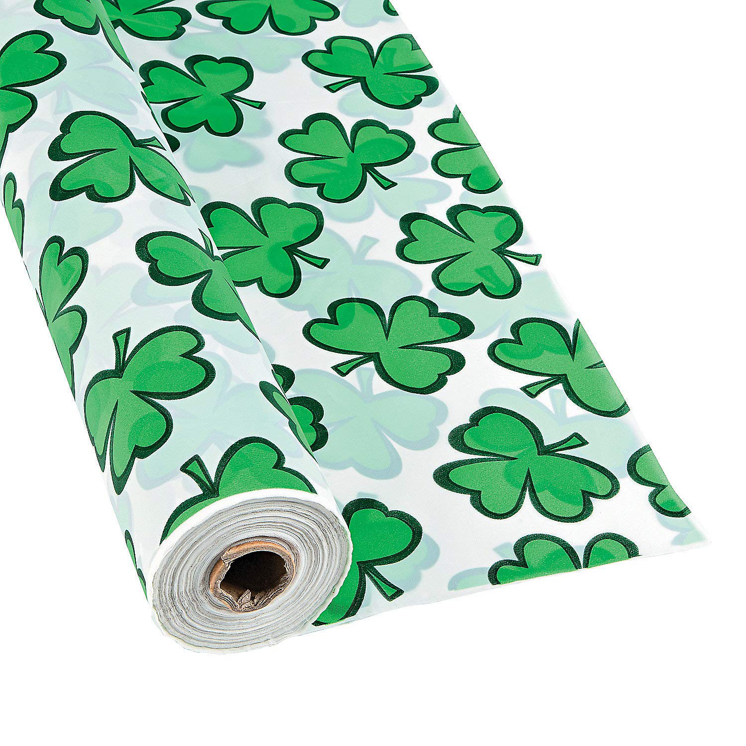 Fun Express St. Patrick's Day Shamrock Tablecloth (100 feet Long) Plastic Disposable Table Party Supplies and Decor
