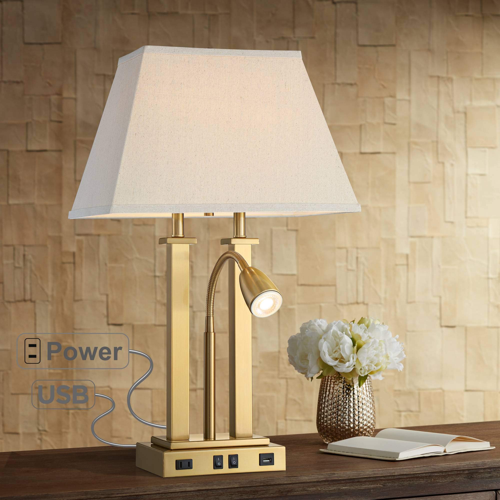 Buy Possini Euro DesignDeacon Modern Desk Table Lamp with USB and AC