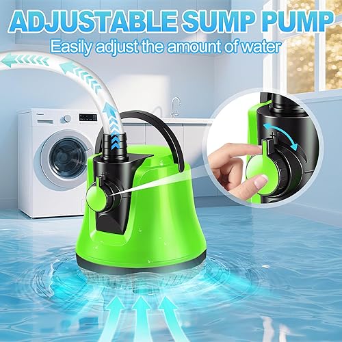 Miniatura 3 de Bomba de sumidero sumergible, bomba de agua con flujo ajustable, bomba de cubierta de piscina sobre el suelo, bomba de extracción de agua portátil