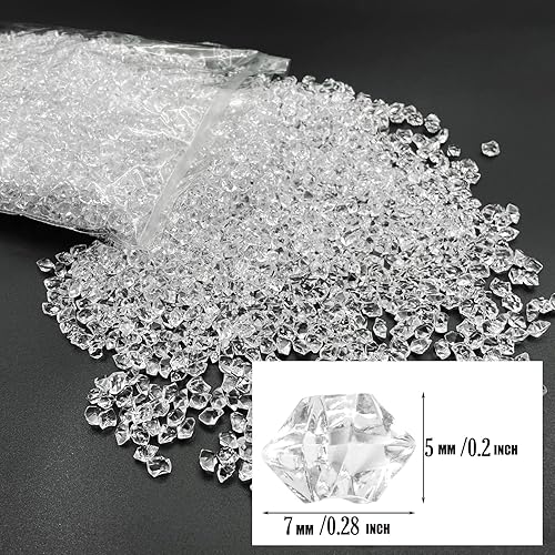 Miniatura 3 de Rocas de hielo falsas, 5000 piezas de cubos de hielo acrílicos de 0.197 x 0.276 in, cristales de plástico, piedras de hielo trituradas falsas, gemas