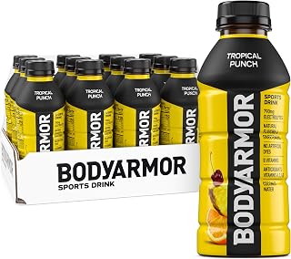 BODYARMOR Tropical Punch Sports Drink 16oz Bottles (12 Pack) - Coconut Water Electrolytes, Antioxidants, B Vitamins, No Artificials