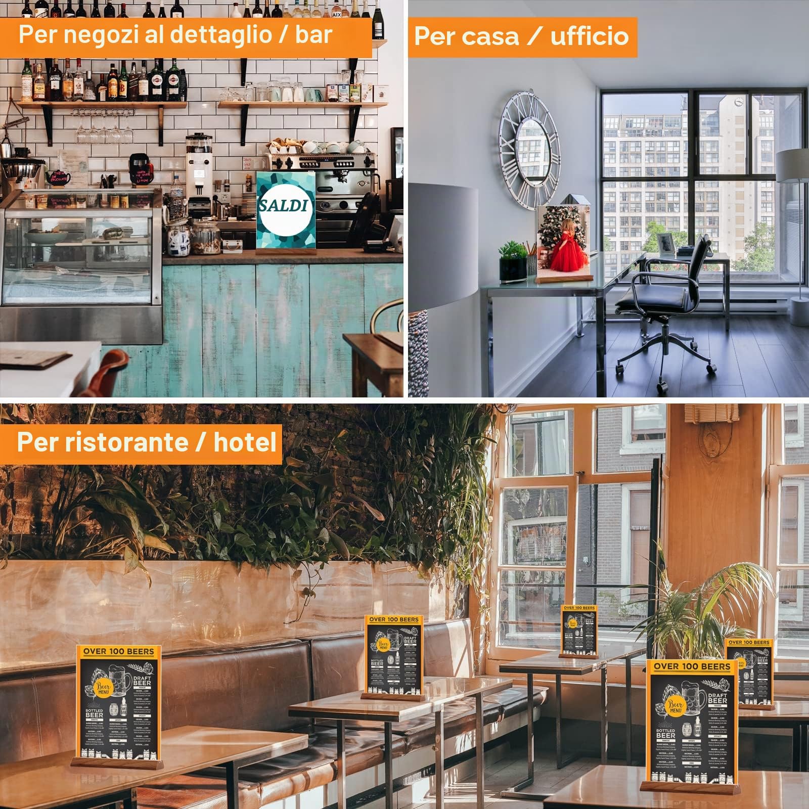 Srvnpioy 10 Pezzi Espositori A4 in Plexiglass, Porta Menu da Tavolo A4 in Acrilico, Supporti menù A4 Portafoto, Porta-avvisi da tavolo per Ristoranti, Hotel, Scuola, Ufficio, Negozi, Promozioni