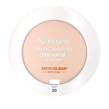 Neutrogena SkinClearing Mineral Acne-Concealing Pressed Powder Compact, Shine-Free & Oil-Absorbing Makeup with Salicylic Acid to Cover, Treat & Prevent Breakouts, Natural Ivory 20, .38 oz