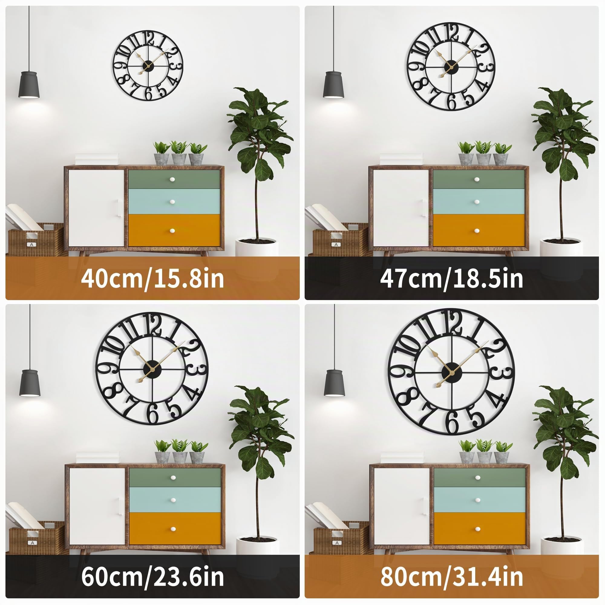 Horloge Murale Design Moderne Silencieuse Grande XXL 40-100 cm Salon Cuisine Bureau