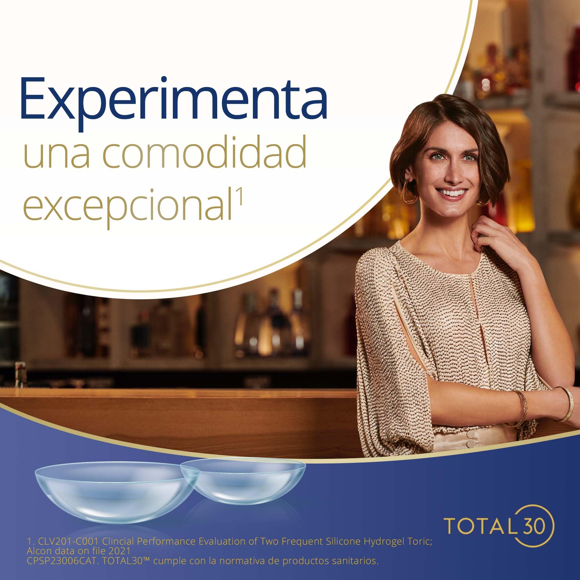 TOTAL30 lentes de contacto mensuales | 3 lentes | R 8.4 mm | D 14.2 mm | -05.75 dioptrías