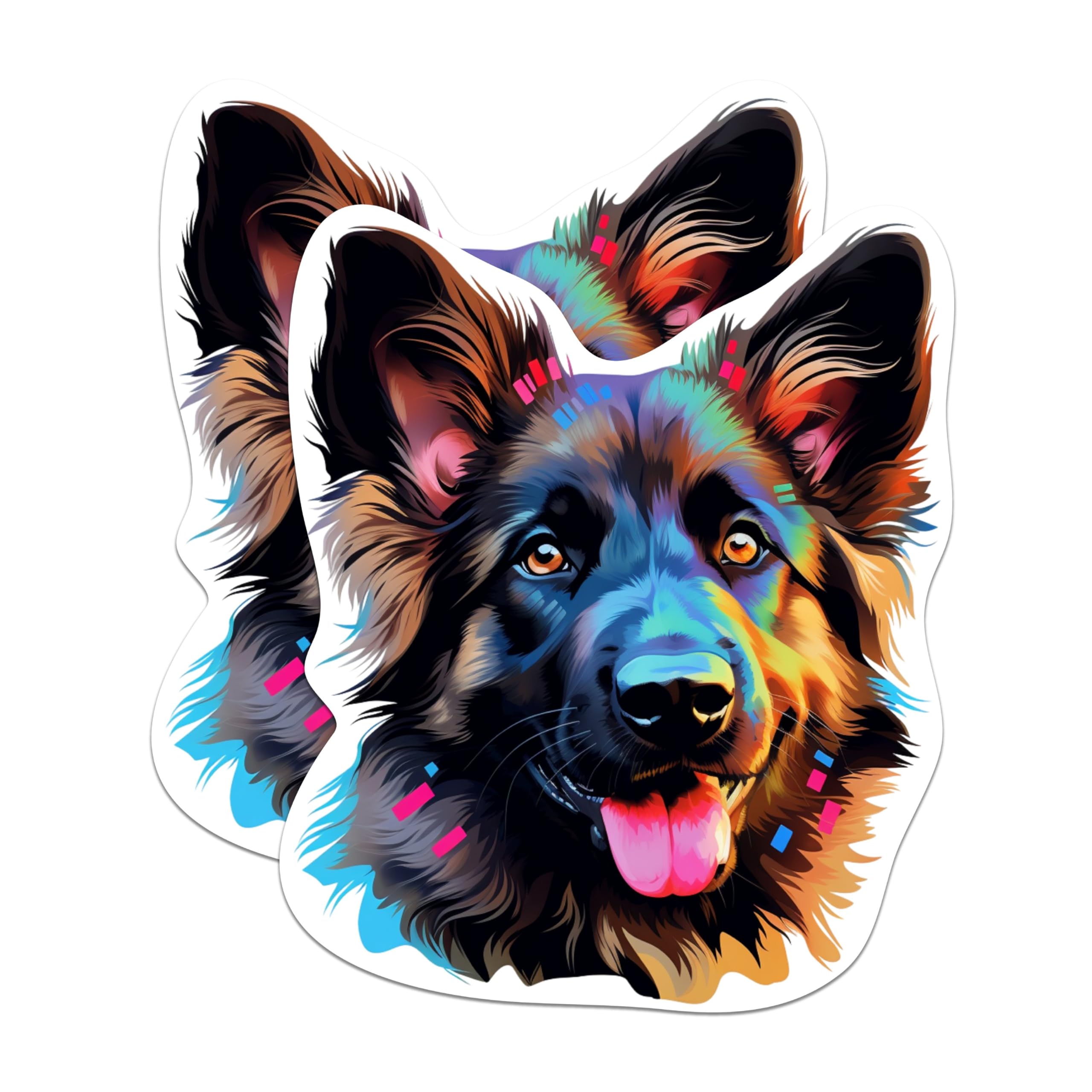 (2 Pack) Shiloh Shepherd Dog Breed Stickers - 5 Inches On Longest Side - Choose from Over 100 Dog Breeds - for Cars, Trucks, Skateboards, Laptops - Made in USA - BMCS1956