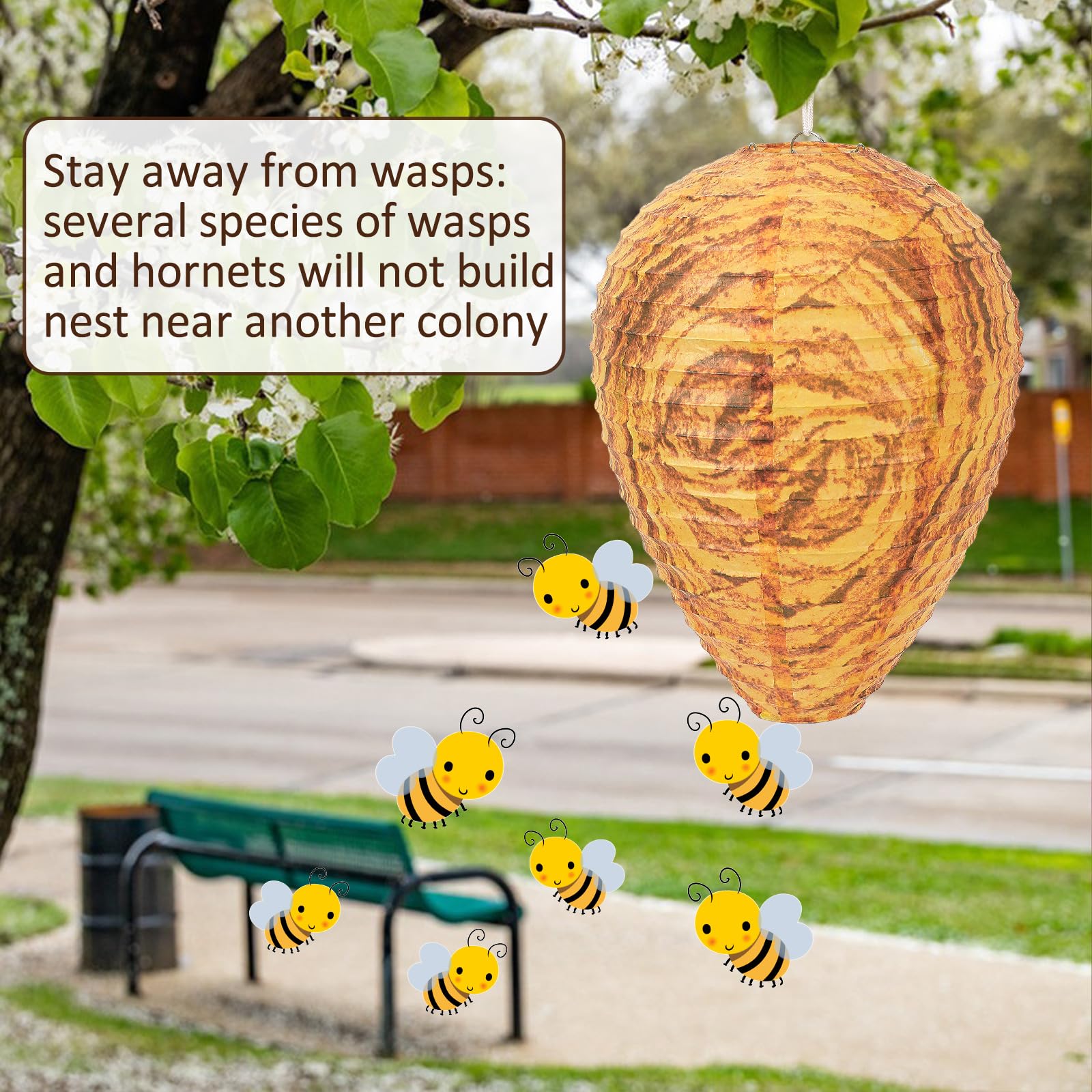 Augshy Wasp Nest Decoy, 6 Pack Fake Artificial Hornet Nests Decoy Orange Hanging Wasp Deterrent for Home and Garden Outdoor - Image 4
