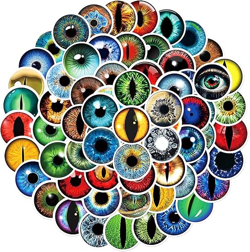 Amaxiu 80 calcomanías de ojo de dragón de animal, calcomanías redondas de ojo de dragón impermeables, de vinilo colorido, calcomanías estéticas disponible en Yaxa Venezuela