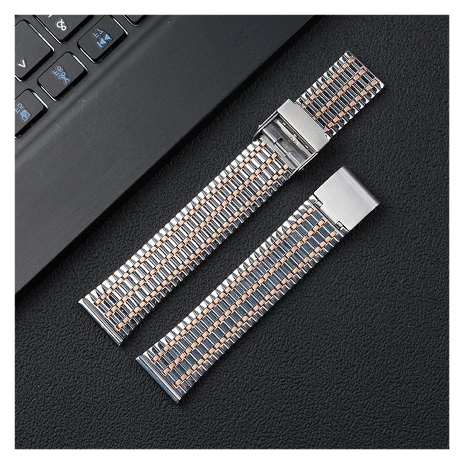 Men's Mesh Strap Compatible With GT/2/3 Metal Steel Strap Color Block WatchChain 20/22mm(Silver Gold,18mm-width)