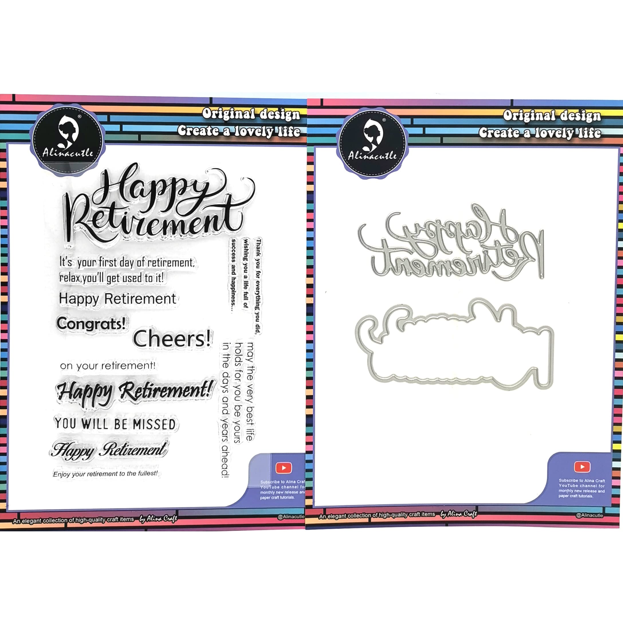 Alinacutle Clear Stamps , Silicon Stamp,Paper Craft Ink Stamps,Scrapbooking and Album, Handmade Card Transparent Stamps (Happy Retirement)