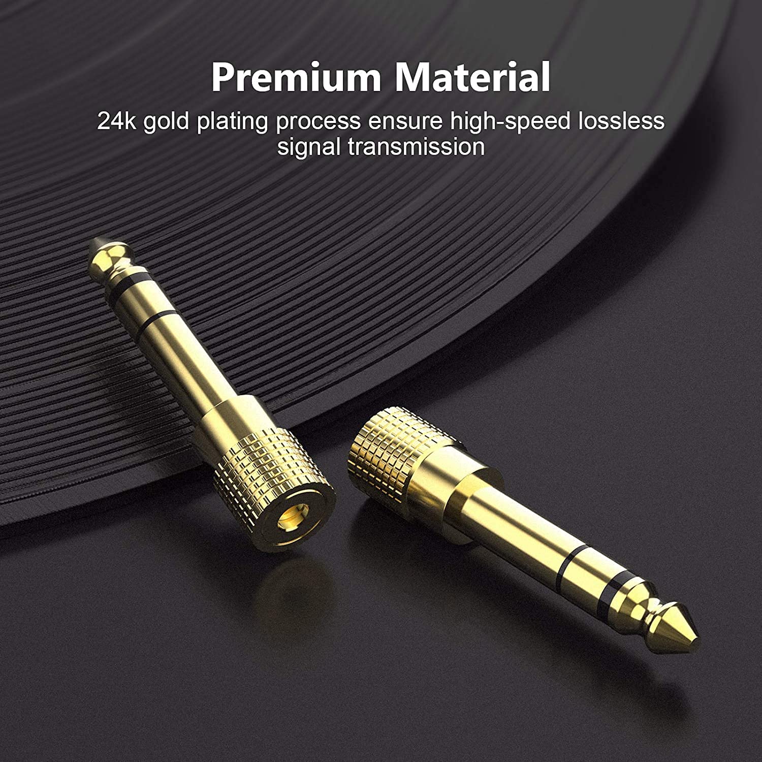 WISYIFIL Cable convertidor de Cable TRS de Audio estéreo Macho de 6,35 mm a Hembra de 3,5 mm, Cobre Chapado en Oro, Paquete de 2