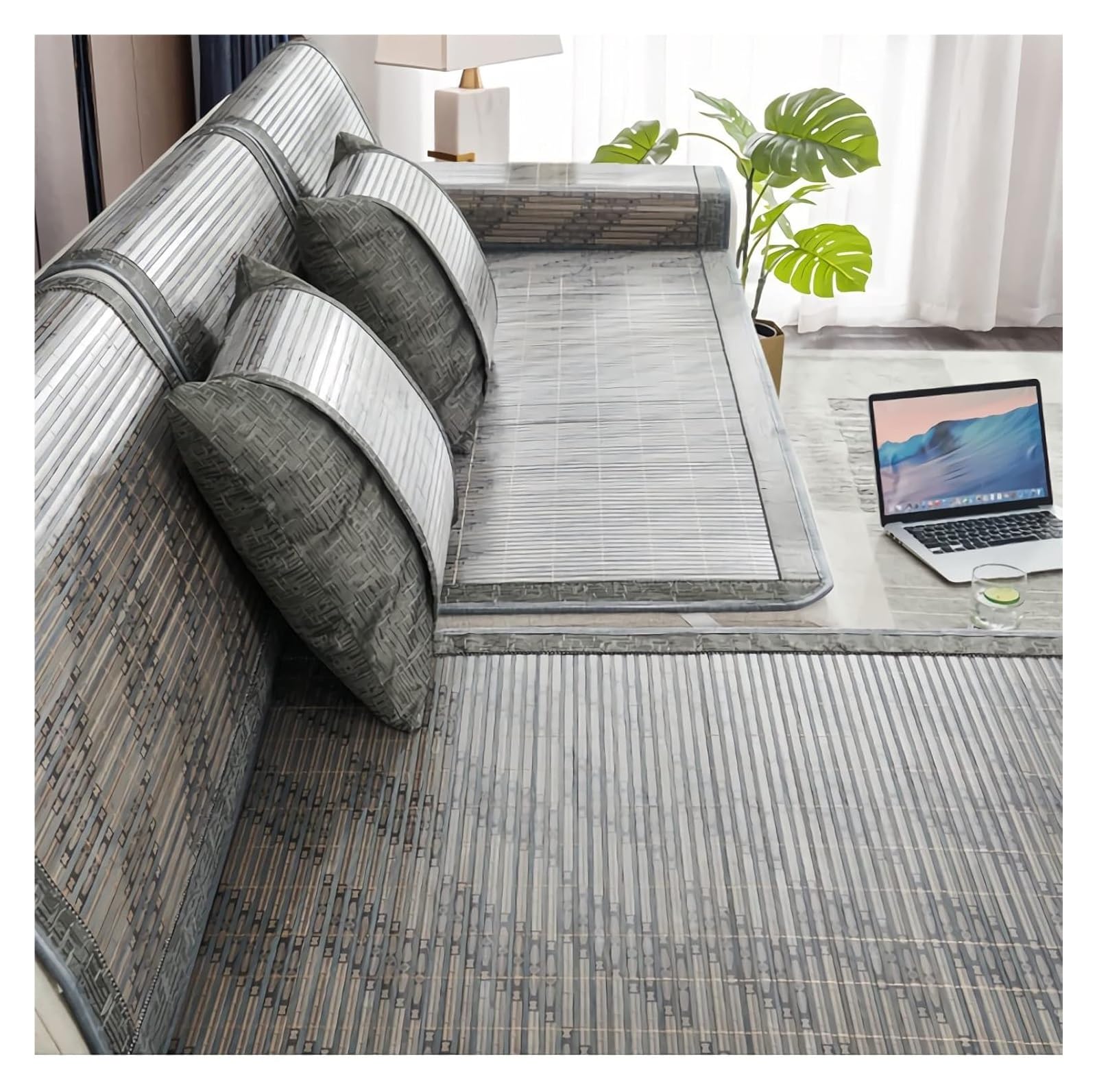 QCKNKMGG Cooling Bamboo Sofa Mat, Cooling Bamboo Sofa Mat Non Slip Multicolor 60-80x160-210cm(H,60 * 210cm)