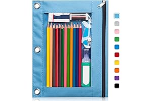 Spacious 3-Hole Binder Pencil Pouch with Durable Zippers and Grommets - Ideal...