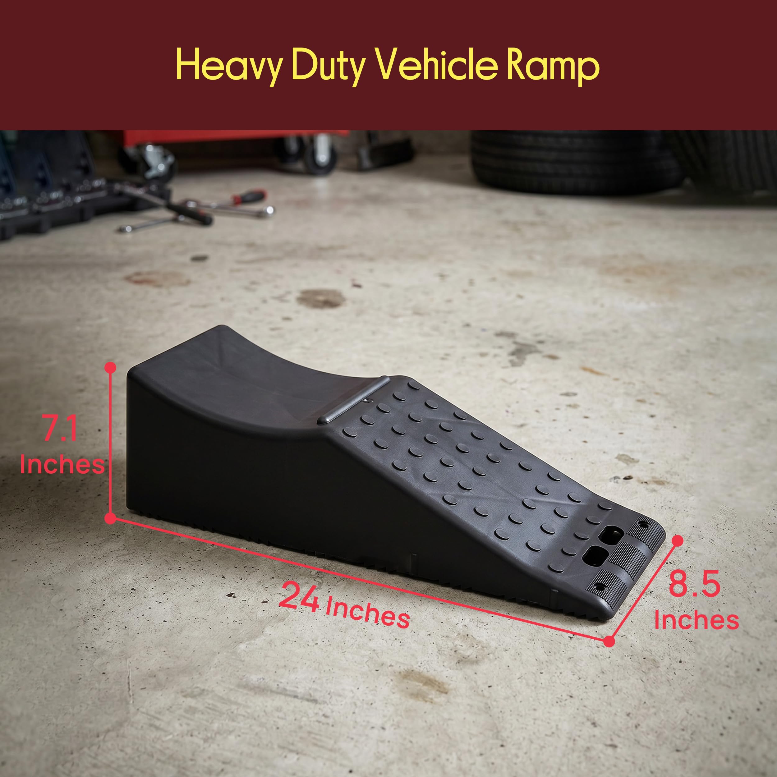Pyle 1 rampa per veicoli, capacità di 9071,8 kg, per camion, SUV e camper, con sollevamento di 14 cm e superficie ruvida antiscivolo, rampa per cambio olio, leggera con maniglia, nera