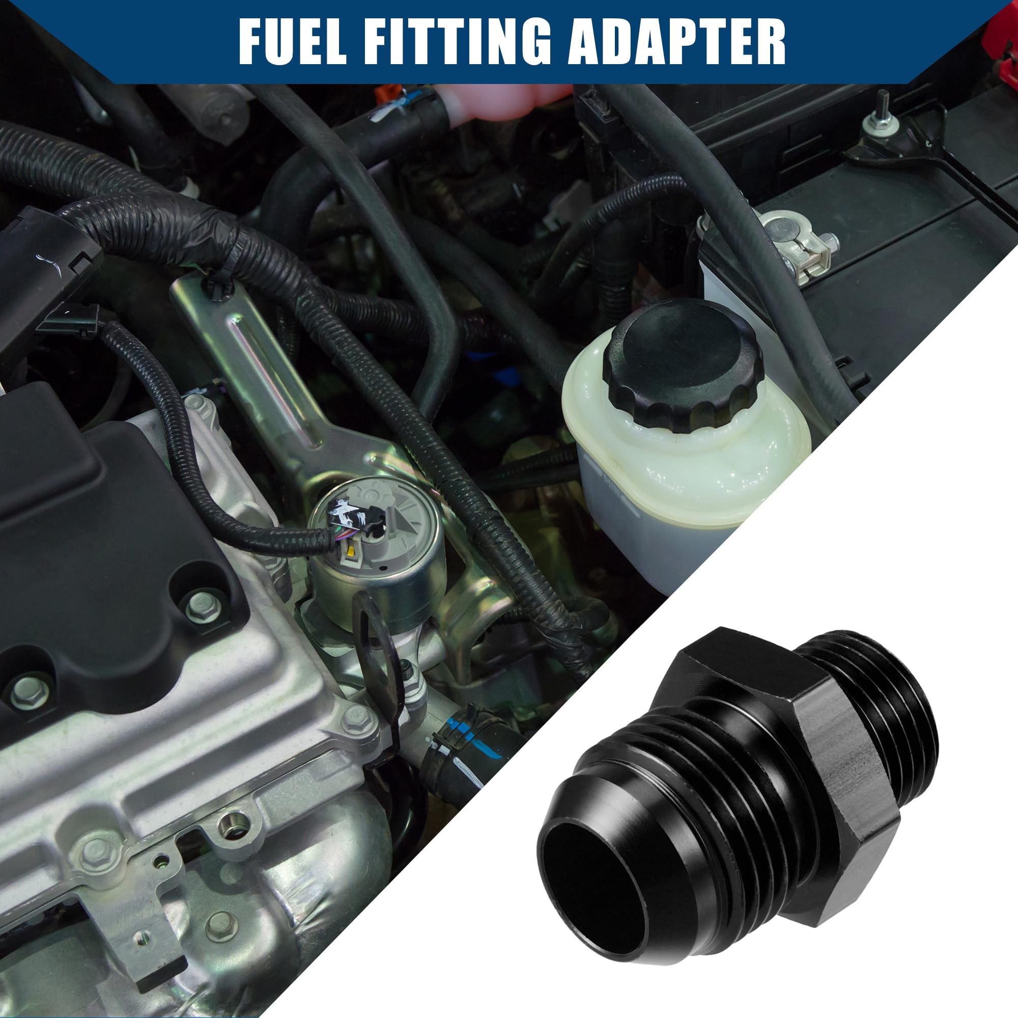 Raccordo carburante con guarnizione Adattatore maschio per linea carburante interna per auto Adattatore maschio metrico M18x1.5 in lega di alluminio resistente a 10AN / 1 set nero
