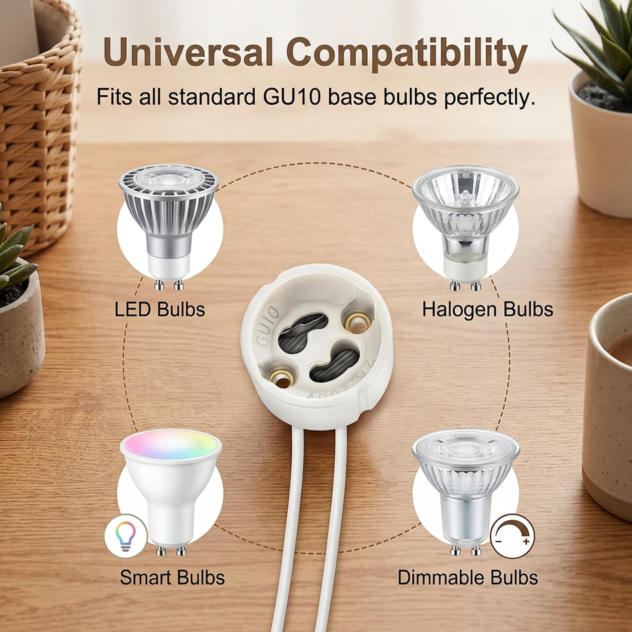 10 Stück GU10 Fassung aus Keramik, GU10 Sockel mit Silikonkabel 15 cm 0,75 mm², Halterung Leuchtmittel beständig 250 ℃, Anschluss Lampe 250 V 2 A für LED Halogen Beleuchtung Schiene Spot Einbauleuchte