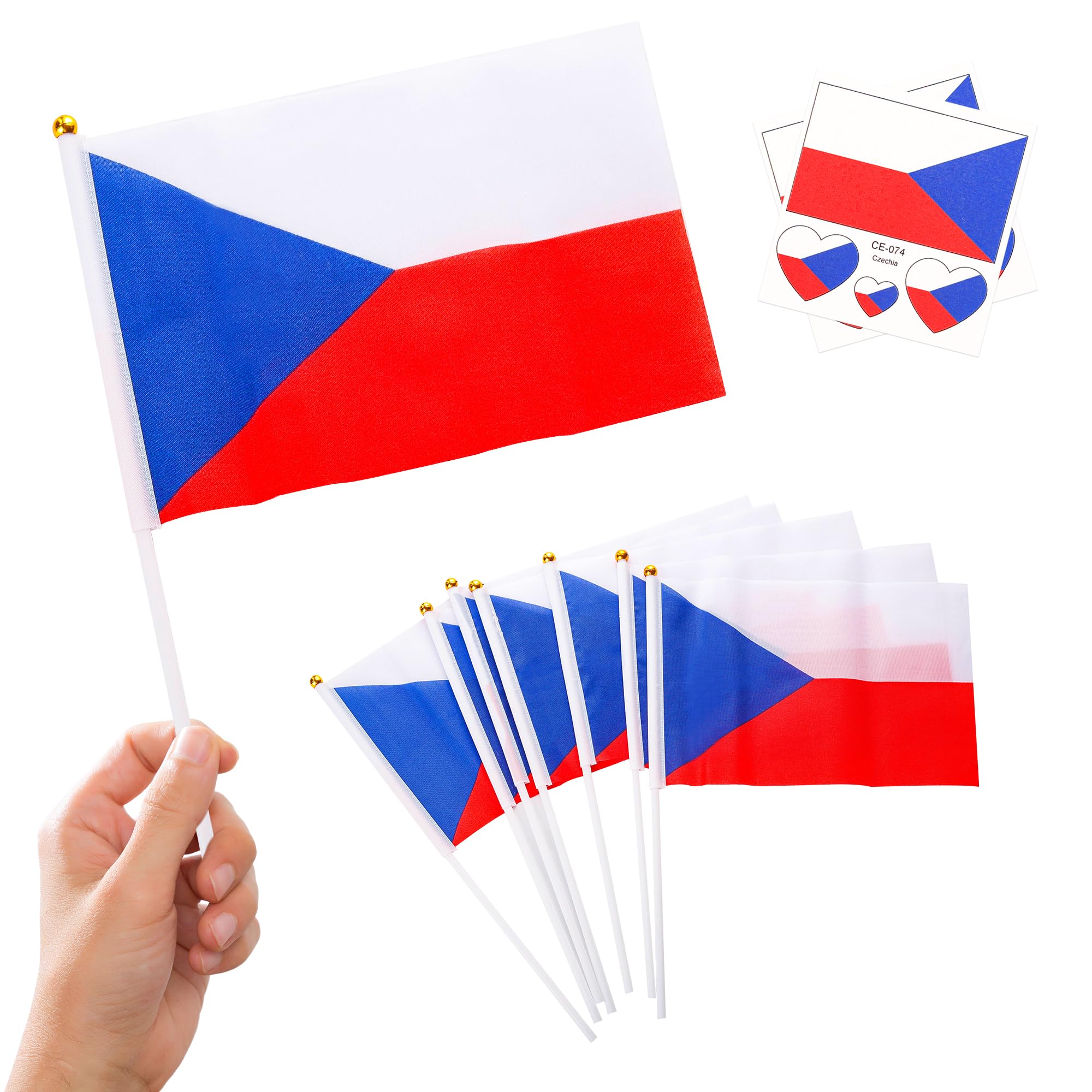 10pcs Small Czech Flags on Sticks & 2pcs Tattoos