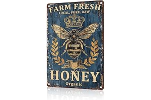 Farm Fresh Bee Honey Vintage Wall Decor, Rustic Bubbles, 8" x 12"