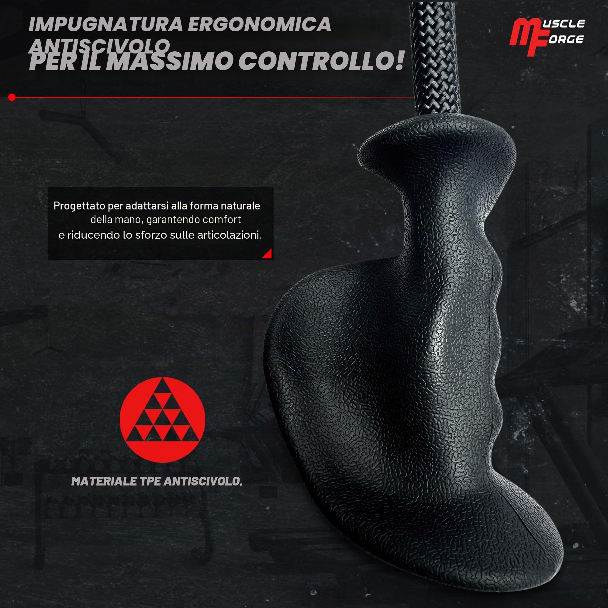 Corda Ergonomica per Tricipiti, Corda per carrucola, Pulley, Maniglia per l'allenamento dei Tricipiti e Bicipiti in Palestra o a Casa