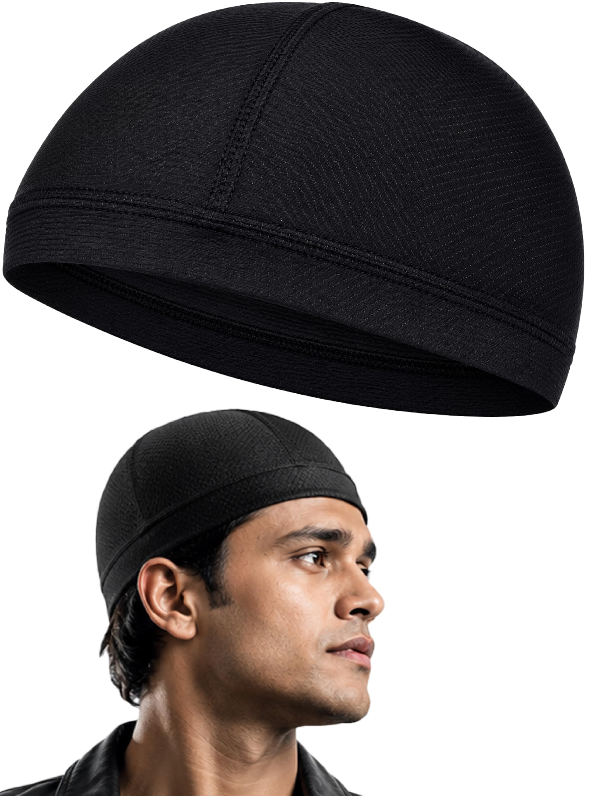 FOVERA Skull Cap for Men & Women, Helmet Liner Head Cap for Bike Riding, Motorcycle, Cycling & Running, Cotton Stretch Sweat Absorbing Cooling Head Cover, Lightweight Breathable-image-33