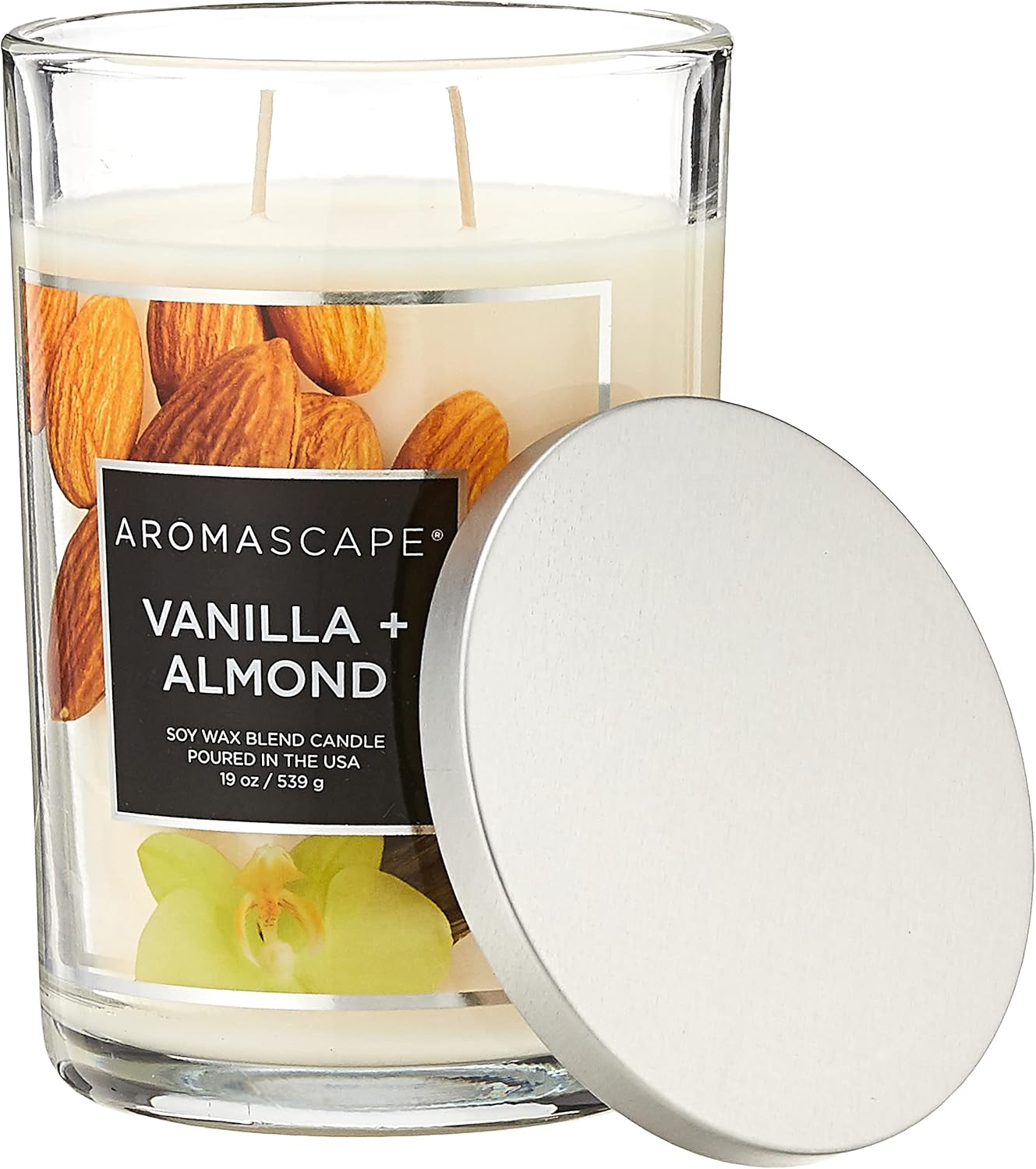 Aromascape PT41907 2Wick Scented Jar Candle, Vanilla & Almond, 19